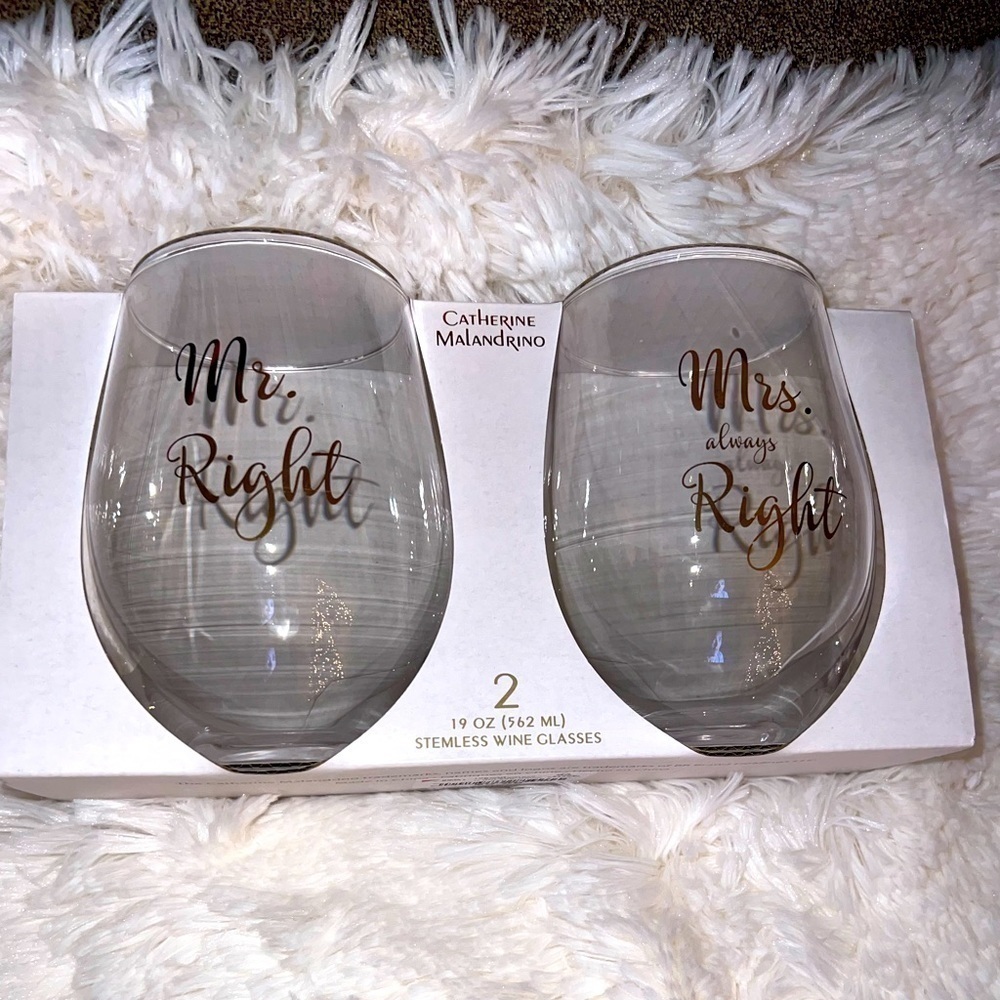 Catherine Malandrino Stemless Wine Glass Set